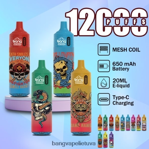 Bang Vape Tornado 12000 įkvėpimų su LED ir tinklelio ritė - HF460N4 Bang Disposable Vape Flavors vienkartiniai