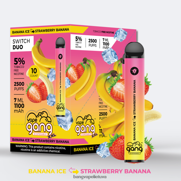 Vape Gang Switch Duo 2 skoniai (10 vnt.) - HF460N48 Vape Gang Disposables labai uoginis - guminukas
